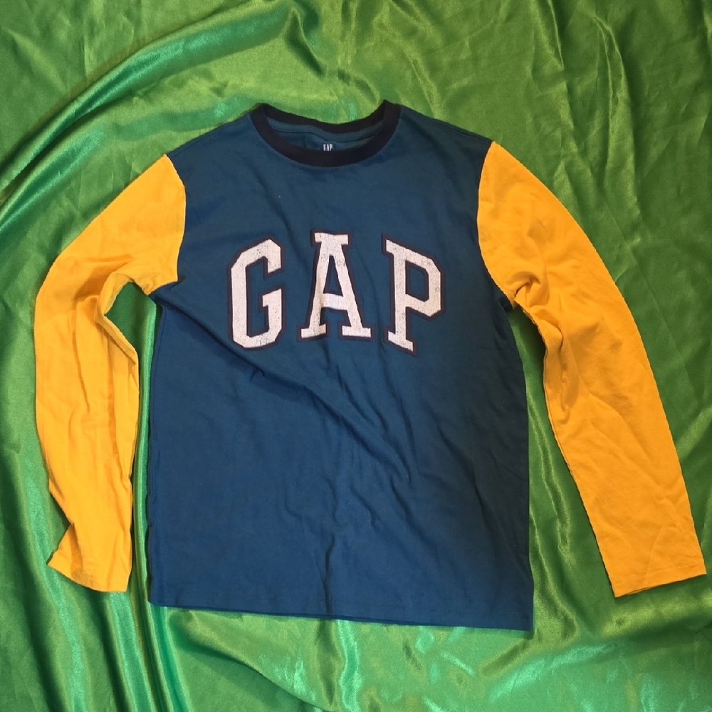 GAP Kids Teal and Yellow Long Sleeve Tee